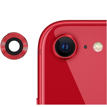 iPhone SE (2022)/SE (2020) Kameraobjektiv Metall & Panzerglas Schutz - Rot