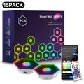 G01 Intelligente sechseckige RGB-LED-Wandleuchten mit Steuerung über die Tuya- und Smart Life-App - 15 Stück