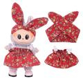 Garten-Party Kleid & Stirnband Set für Labubu Mini Figur 17cm - Rot