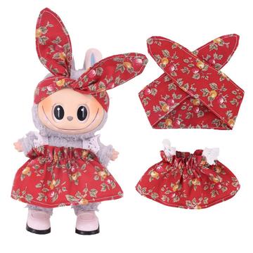 Garten-Party Kleid & Stirnband Set für Labubu Mini Figur 17cm