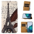 Glam Serie Samsung Galaxy A14 Schutzhülle mit Geldbörse - Eiffelturm