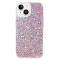 iPhone 15 Glitter Flakes TPU Hülle - Rosa