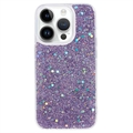 iPhone 15 Pro Glitter Flakes TPU Hülle - Purpur