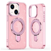 iPhone 15 Glitter Hybrid Hülle mit Kickstand - MagSafe-kompatibel - Pink