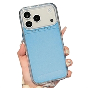 iPhone 17 Pro Max Glitter Stoßfestes Hybrid Hülle mit Handgelenkschlaufe - Blau