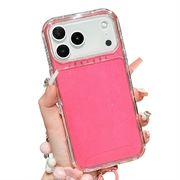 iPhone 17 Pro Max/18 Pro Max Glitter Stoßfestes Hybrid Hülle mit Handgelenkschlaufe - Hot Pink