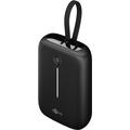 Goobay 10000mAh Power Bank mit integriertem USB-C Kabel - 20W - Schwarz
