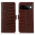 Google Pixel 11 Pro Crocodile Serie Lederhülle mit Geldbörse mit RFID - Braun