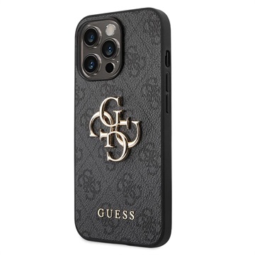 Guess 4G Big Metal Logo iPhone 14 Pro Max Hybrid Case - Schwarz