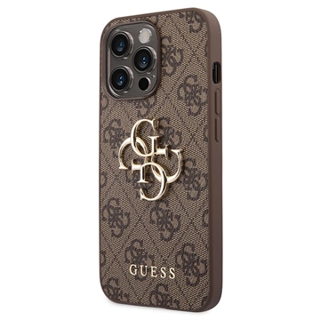 Guess 4G Big Metal Logo iPhone 14 Pro Max Hybrid Case - Braun
