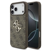 iPhone 18 Pro Guess 4G Big Metal Logo Hybrid Hülle - Braun