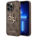 Guess 4G Big Metal Logo iPhone 14 Pro Hybrid Case - Braun