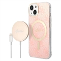Guess 4G Edition Bundle Pack iPhone 14 Hülle & Drahtloses Ladegerät - Pink