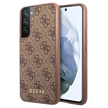 Guess 4G Metal Gold Logo Samsung Galaxy S23 5G Hybrid Hülle - Braun