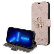iPhone 15 Pro Guess 4G Metal Logo Flip Case - Rosa