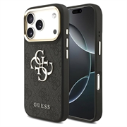 iPhone 18 Pro Guess 4G Metal Logo Gold Frame Hülle - Schwarz