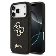 iPhone 18 Pro Guess Fixed Glitter 4G Metal Logo Hülle - Schwarz