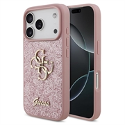 iPhone 18 Pro Guess Fixed Glitter 4G Metal Logo Hülle - Rosa