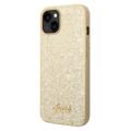 Guess Glitter Flakes Metal Logo iPhone 14 Plus Hybrid Hülle - Gold