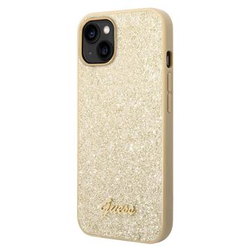 Guess Glitter Flakes Metal Logo iPhone 14 Plus Hybrid Hülle - Gold