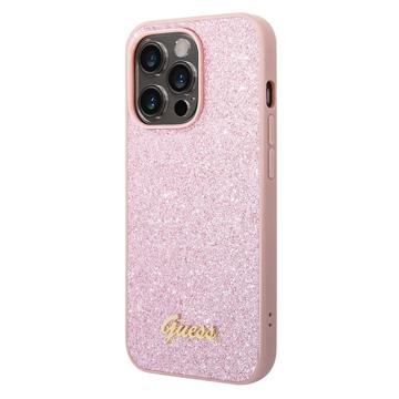 Guess Glitter Flakes Metal Logo iPhone 14 Pro Hybrid Hülle