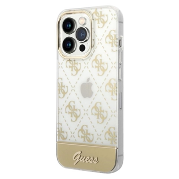 Guess Peony Glitter Script Logo iPhone 14 Pro Hybrid Hülle - Gold