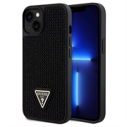 iPhone 15 Plus Guess Rhinestones Triangle Metal Logo Case