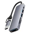 HC-13FL USB-C/USB-A-Multiport-Hub - USB 3.0, 2xUSB 2.0, SD/TF-Steckplatz, USB-C - Grau