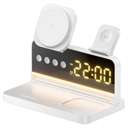 HT-568 3-in-1-Magnet-Wireless-Ladegerät mit Wecker und Schreibtischlampe - Weiß