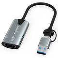 HU-04A 2-in-1-Videoaufzeichnungskarte (HDMI auf USB-C/USB-A) - Grau