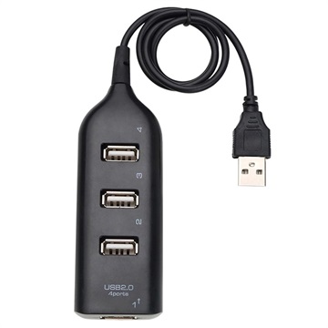 Hochgeschwindigkeits-USB-Hub mit 4 Anschlüssen 2.0 - 480Mbps - Schwarz