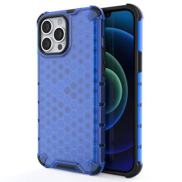 Honeycomb Armored iPhone 14 Pro Max Hybrid Hülle - Blau