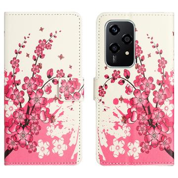 Honor 200 Lite Style Serie Wallet Hülle - Rosa Blumen