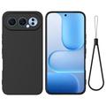 Honor 500 Liquid Silikonhülle mit Handschlaufe - Schwarz