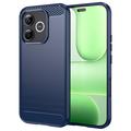 Honor 600 Lite Gebürstete TPU Hülle - Karbonfaser - blau