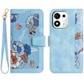Honor 600 Smart Brieftaschen-Hülle mit Blumenmuster mit Kartenfächern - Baby Blau