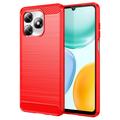 Honor X5c/X5c Plus Gebürstete TPU Hülle - Karbonfaser - rot