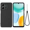 Honor X5d/X5d Plus Liquid Silikonhülle mit Handschlaufe - Schwarz