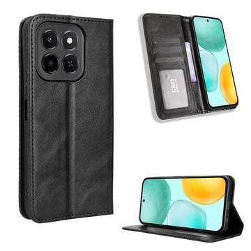 Honor X6c Retro Wallet Schutzhülle mit Magnetverschluss - Schwarz