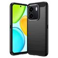 Honor X6e Gebürstete TPU Hülle - Karbonfaser - Schwarz