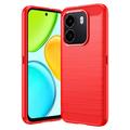 Honor X6e Gebürstete TPU Hülle - Karbonfaser - rot