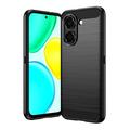 Honor X7e Gebürstete TPU Hülle - Karbonfaser - Schwarz