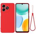 Honor X8d Liquid Silikonhülle mit Handschlaufe - Rot