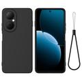 Huawei Nova Y73 Liquid Silikonhülle mit Handschlaufe - Schwarz