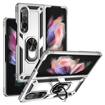 Samsung Galaxy Z Fold3 5G Hybrid Case mit Metall Ständer - Silber