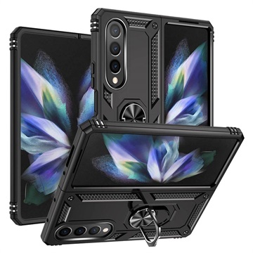 Samsung Galaxy Z Fold4 Hybrid Case mit Metall Ständer - Schwarz