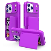 iPhone 17 Pro Hybrid Hülle mit Spiegel und Kartenhalter - Purpur