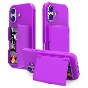 iPhone 17 Hybrid Hülle mit Spiegel und Kartenhalter - Purpur