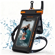 Wasserdichte, schwimmfähige Handyhülle nach IPX8 mit zwei Staufächern - 7.5" - Schwarz