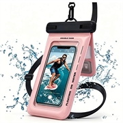 Wasserdichte, schwimmfähige Handyhülle nach IPX8 mit zwei Staufächern - 7.5" - Rosa